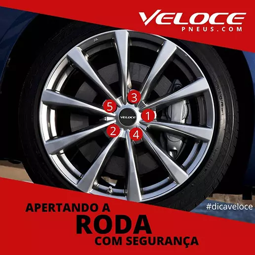 sequência correta de aperto dos parafusos da roda em cruz para apertar roda do carro com segurança