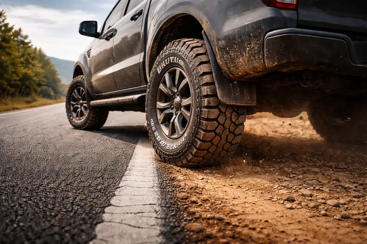 Pneu XBRI Brutus A/T em uso off-road leve