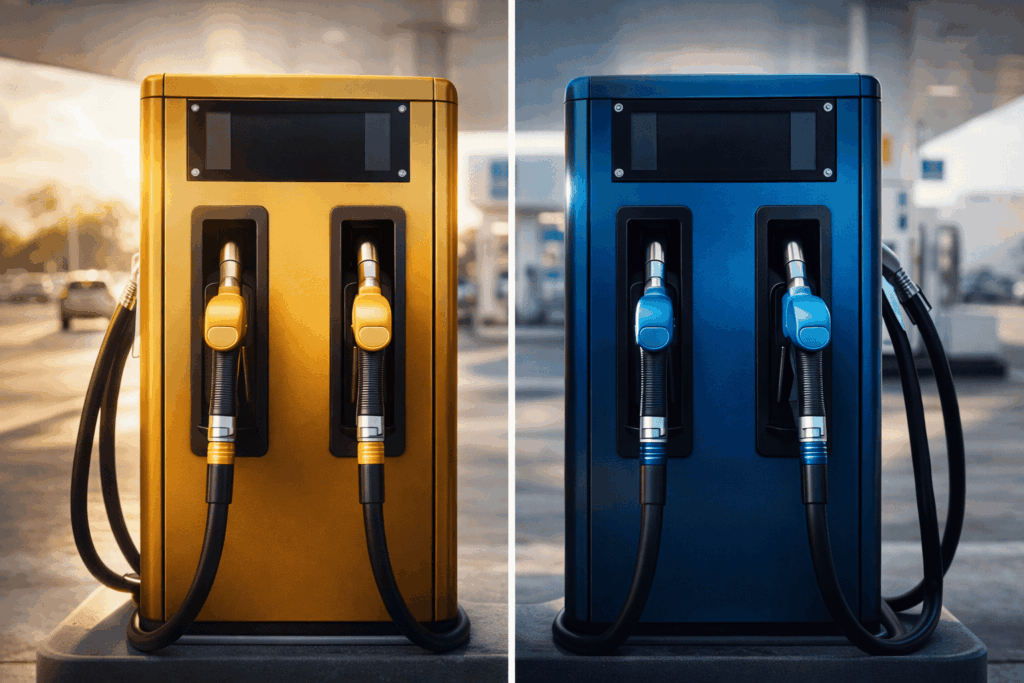 Comparação entre gasolina comum e gasolina aditivada em bombas de combustível