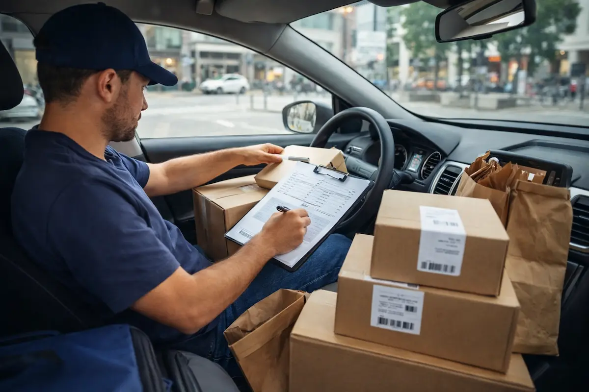 Motorista realizando entregas para ganhar dinheiro com carro usando aplicativos