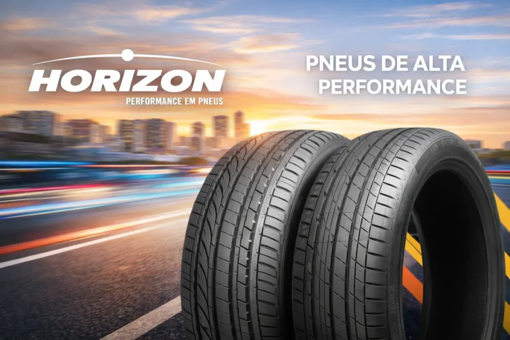 Pneus Horizon de alta performance com tecnologia avançada e design de banda de rodagem otimizado para estabilidade, conforto e segurança na condução.