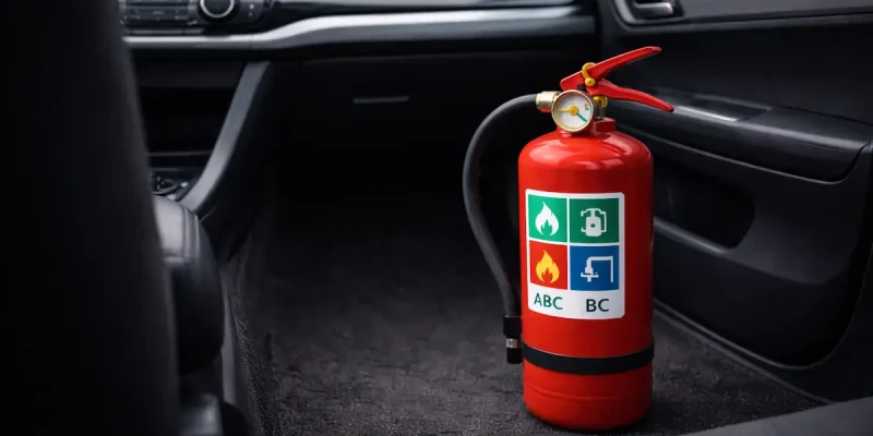 Extintor de incêndio dentro do carro conforme regras atuais de trânsito