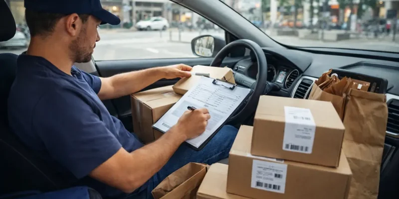 Motorista realizando entregas para ganhar dinheiro com carro usando aplicativos
